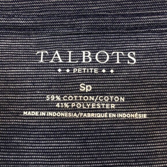 NWT Talbots Womens Petite S 3/4 Sleeve Blue Striped Boatneck Top Classic Casual - Picture 8 of 9